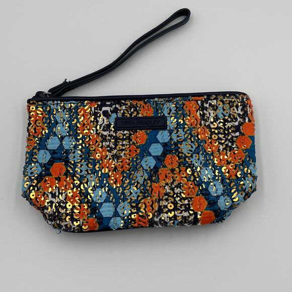 Vera Bradley Small Zipper Sequin Wristlet 7x4" - Picture 1 of 5